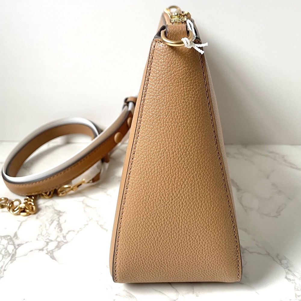 New Tory Burch Large Leather Convertible Shoulder Bag Cognac Brown - Picture 6 of 12